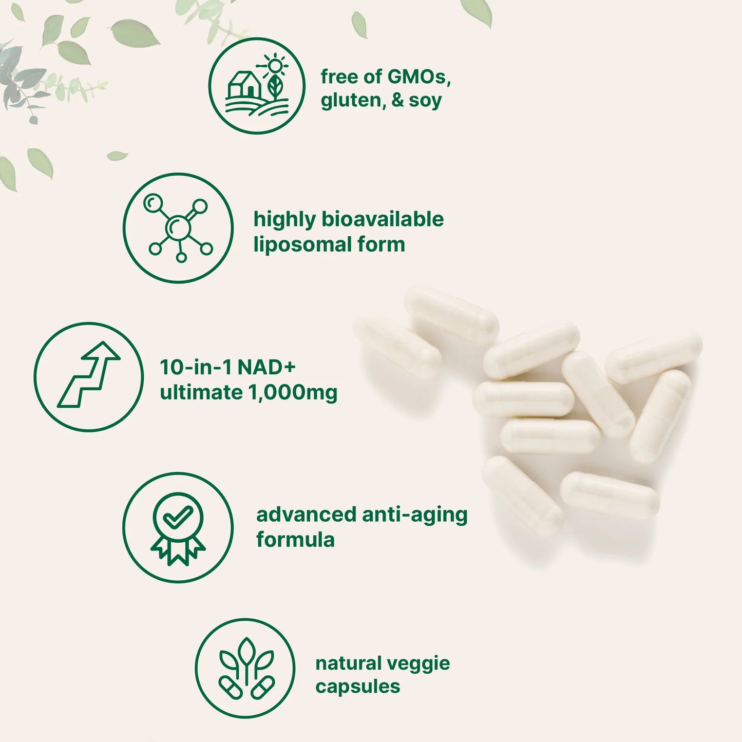 Liposomal NAD+ -  Ultimate 1000mg, 60 Veggie Capsules
