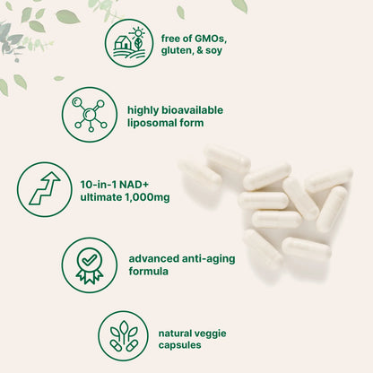 Liposomal NAD+ -  Ultimate 1000mg, 60 Veggie Capsules